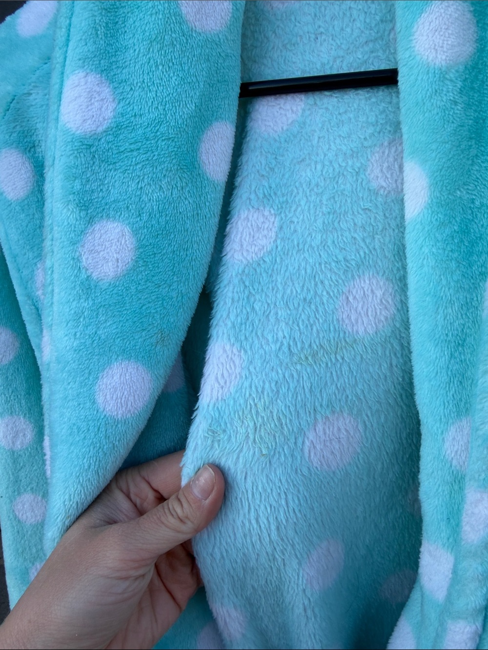 Secret Treasures Aqua Plush Robe with White Polka Dots - Picture 5 of 8